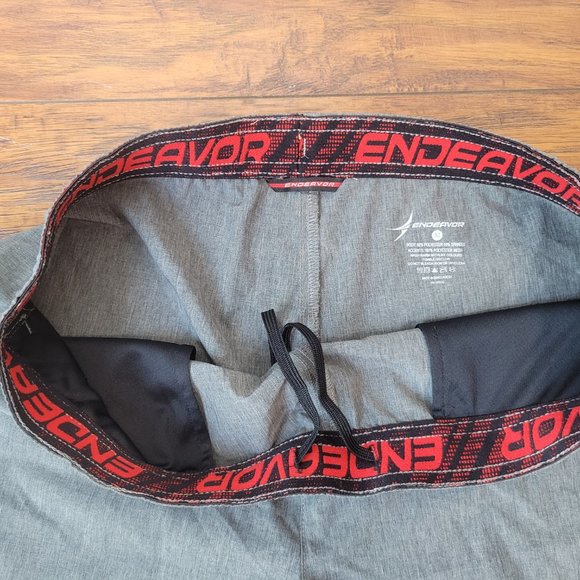 ENDEAVOR Gray Swim Trunk Shorts w/ Lined Pockets & Drawstring Waist sz M EUC - Picture 2 of 4